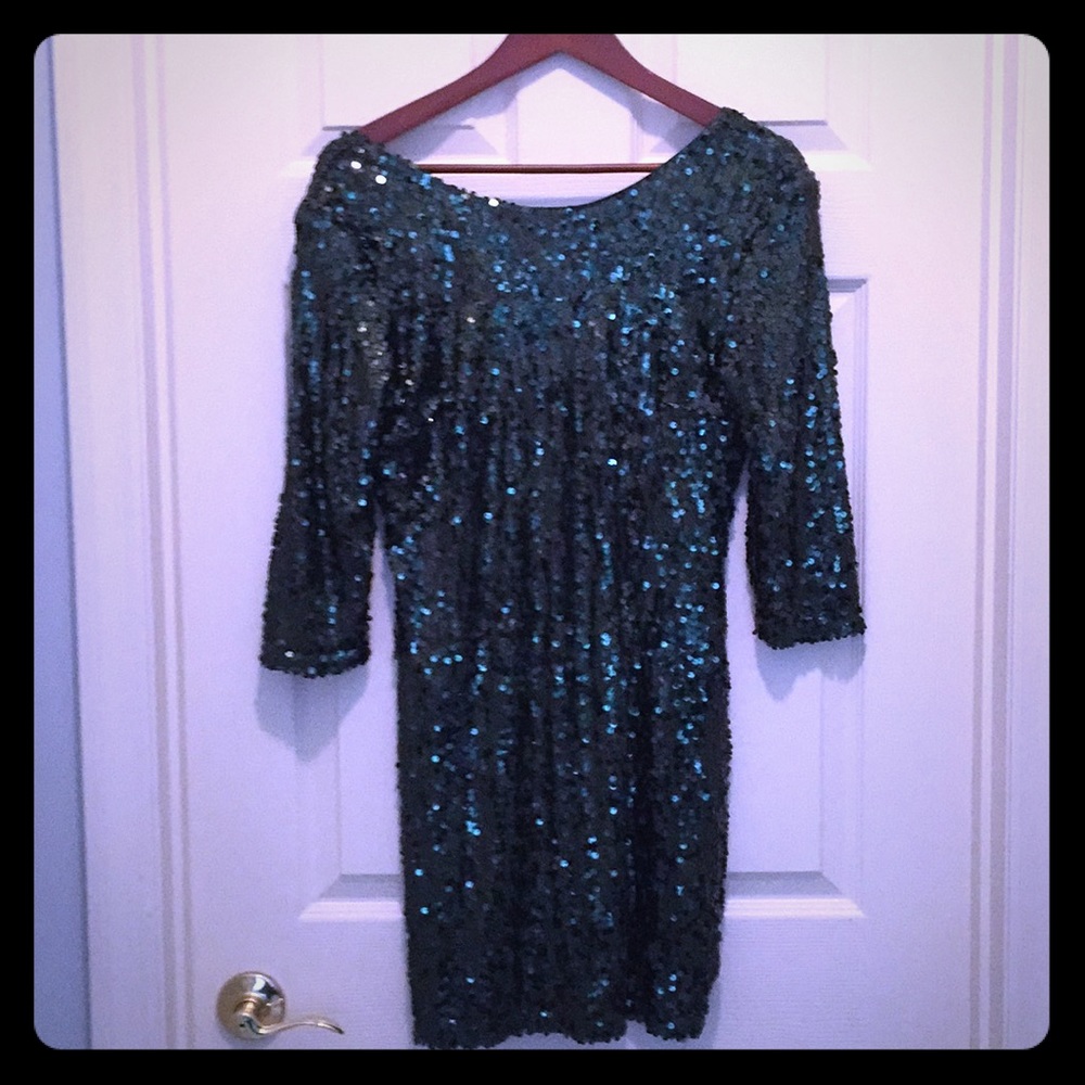 EUC Lulu’s  Green Sequins Mini Dress